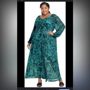 Ava & Viv Plus Size Balloon Sleeve Maxi Dress 2X